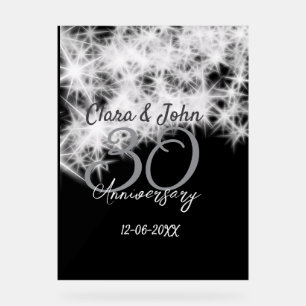 Silbergrau schwarz 30. Hochzeitstag Glitzer Acrylschild