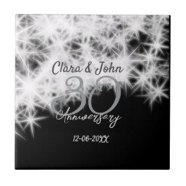 Silbergrau schwarz 30. Hochzeitstag Glitzer Fliese