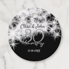 Silbergrau schwarz 30. Hochzeitstag Glitzer Geschenkanhänger