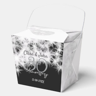 Silbergrau schwarz 30. Hochzeitstag Glitzer Geschenkschachtel