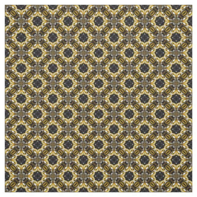 Silbergrau, schwarz, gelb runder Fliesen Muster Stoff (Muster)