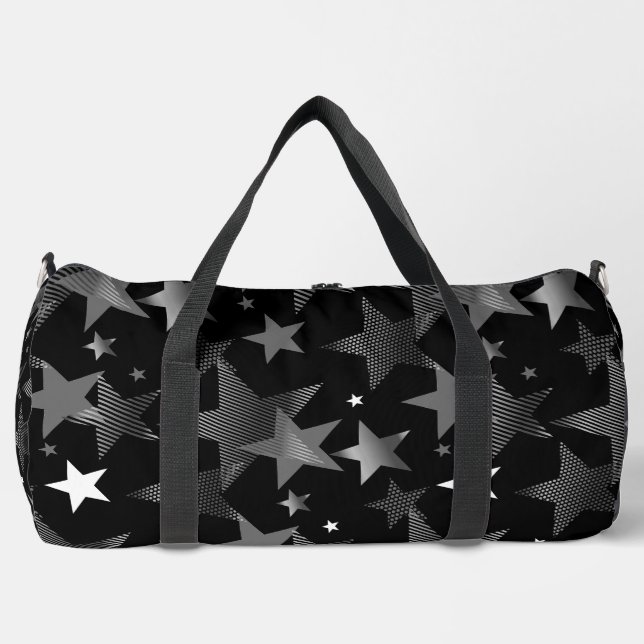 Silbergrau-Sterne-Druck Duffle Bag (Vorderseite)