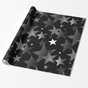 Silbergrau-Sterne-Druck Geschenkpapier