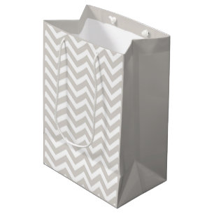 Silbergrau und weiß dicke Chevron-Hochzeit Geburts Mittlere Geschenktüte