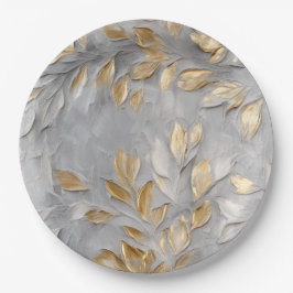 Silbergraue Blätter Pappteller