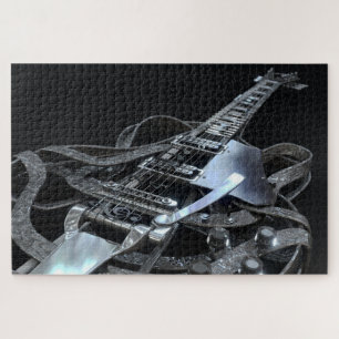 Silbergraue E-Gitarre Puzzle