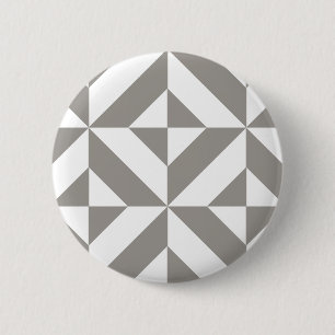 Silbergraue geometrische Art Deco Button