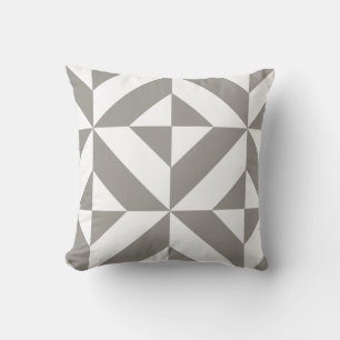 Silbergraue geometrische Art Deco Kissen