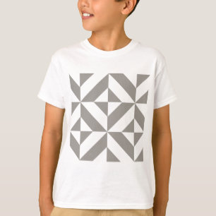 Silbergraue geometrische Art Deco T-Shirt