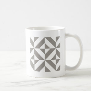Silbergraue geometrische Art Deco Tasse