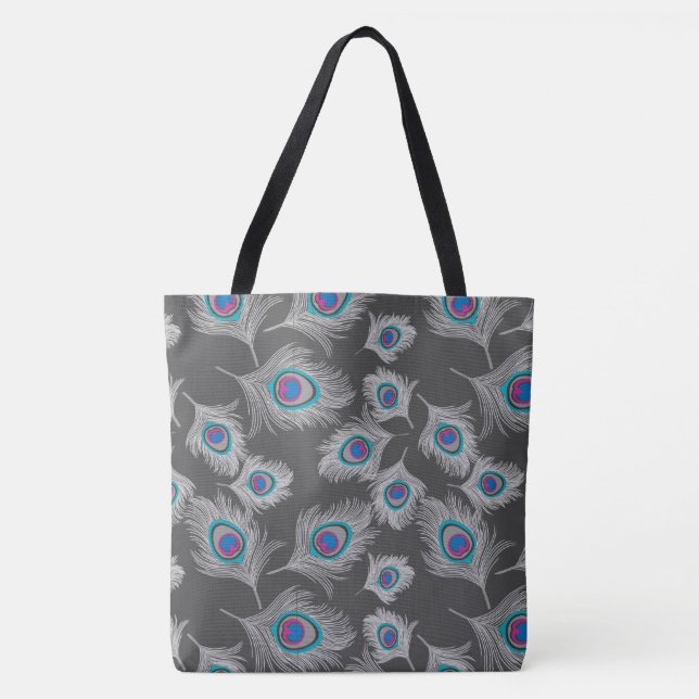 Silbergraue/graue PfauenFedern auf Grafit (Vorderseite)