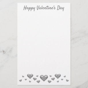 Silbergraue Herzen zum Valentinstag & benutzerdefi Briefpapier
