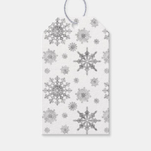 Silbergraue Schneeflocken Muster & Benutzerdefinie Geschenkanhänger
