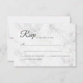 Silbergraue und dusty-rosa Palm Blätter Hochzeit RSVP Karte