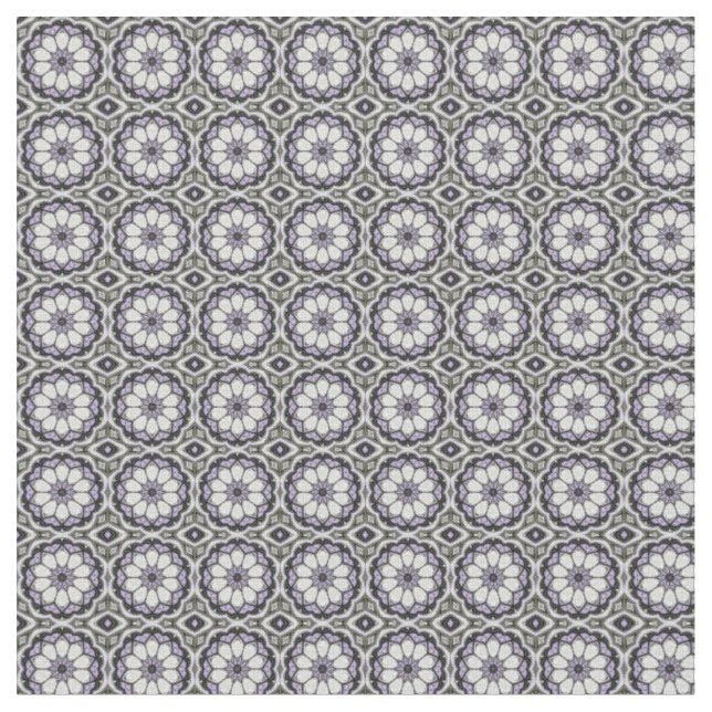 Silbergraue und Lilac Floral Muster Stoff (Nahaufnahme)
