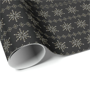 Silbergraue und schwarze Abstrakte Weihnachtsschne Geschenkpapier