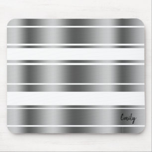 Silbergraue und weiße Streifen Mousepad