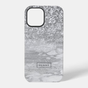 Silbergrauer falscher Glitter & Marmor Ombre iPhone 12 Pro Hülle