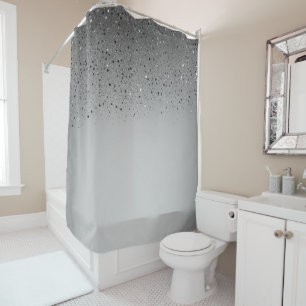 Silbergrauer Funkelnd Glitzer Duschvorhang