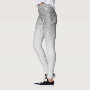 Silbergrauer Glam Glitter Schimmer Ombre Trendig Leggings