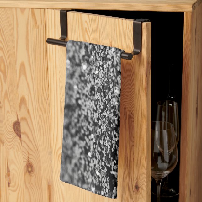 Silbergrauer Glitter-Bokeh-Glamour 2 Geschirrtuch (Drittel gefaltet)
