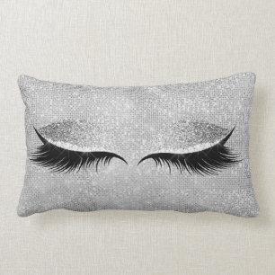 Silbergrauer Glitzer Schwarz Glam-Make-up Grau-Seq Lendenkissen