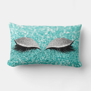Silbergrauer Glitzer Schwarzer Glam Makeup Tiffany Lendenkissen