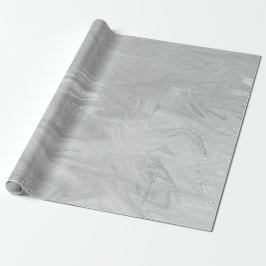 Silbergrauer weißer Marmor Molten Metallic Shiny Geschenkpapier