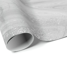 Silbergrauer weißer Marmor Molten Metallic Shiny Geschenkpapier