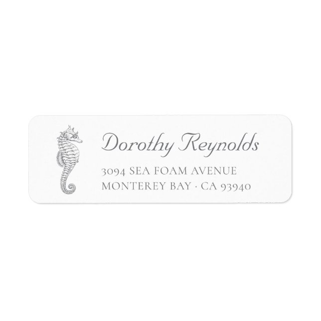 Silbergraues antikes Seepferd. Rücksendeadresse (Vorne)