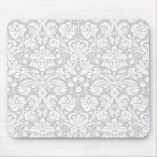 Silbergraues Damastmuster Mousepad