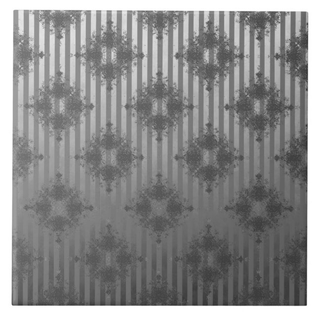 Silbergraues, gestreiftes Hollywood Regenmuster Fliese (Vorderseite)
