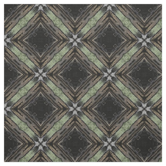 Silbergraues, grünes, schwarz gefliestes Diamanten Stoff (Muster)