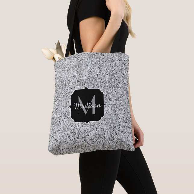 Silbergraues Licht Glitter Funkeln Monogramm (Von Nahem)