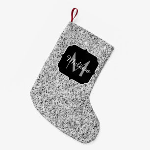 Silbergraues Licht Glitter Funkeln Monogramm Kleiner Weihnachtsstrumpf