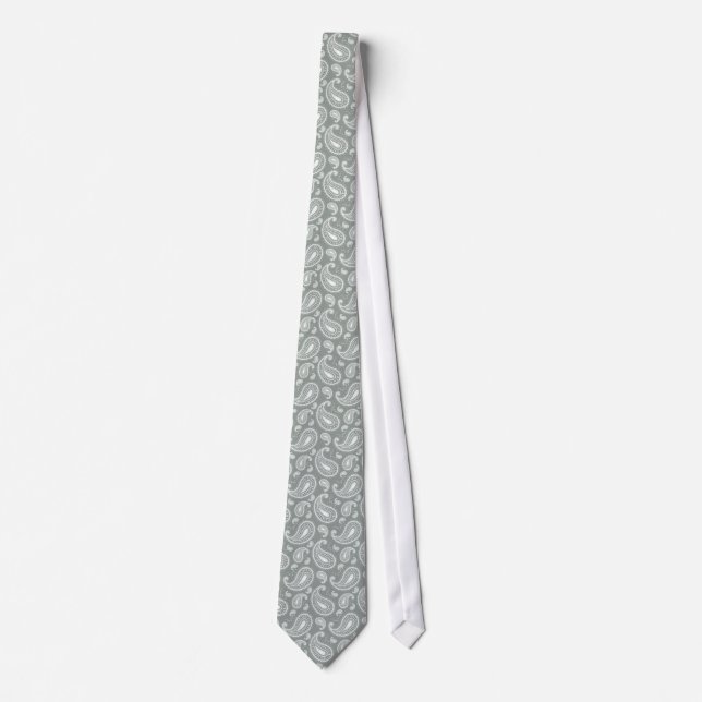 Silbergraues Paisley Krawatte (Vorderseite)