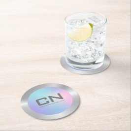 Silbergrenze Rosa und Blau Runder Pappuntersetzer