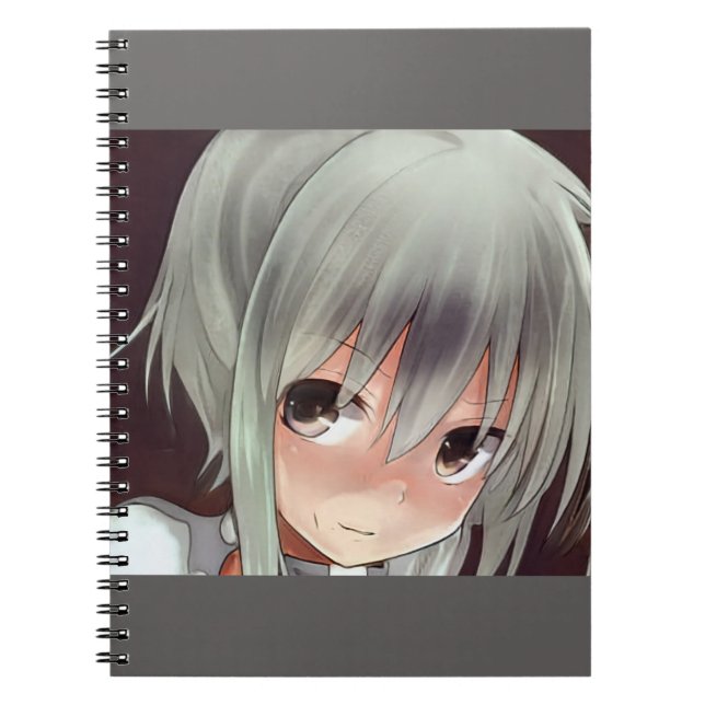 Silberhaariges Anime-Mädchen in Schattenkitschigen Notizblock (Vorderseite)