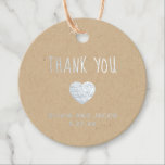 Silberherz | Einfache Hochzeit Vielen Dank Geschenkanhänger<br><div class="desc">Diese niedliche und trendige Hochzeit oder Brautparty Dankeschön Sie bevorzugen Tags mit einem Silberfolienherz und modernen handgeschriebenen Text,  der "Danke" sagt,  mit Platz für Ihre Namen und Hochzeitstag,  auf Kraftpapier. Die Rückseite hat Platz für eine persönliche Nachricht.</div>