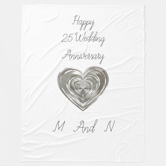 Silberherz Hochzeitstag Fleecedecke (Vorderseite)