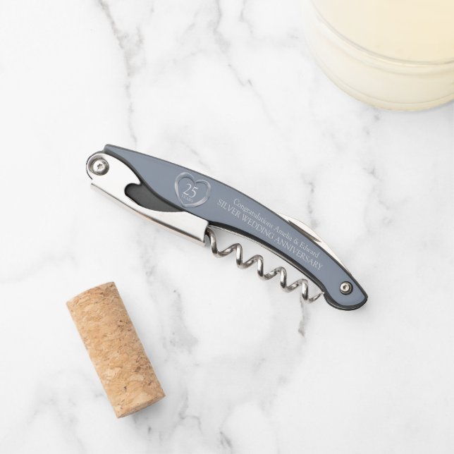 Silberhochzeit Jahrestag 25 Jahre Foto umgekehrt Kellnermesser (Vorderseite)