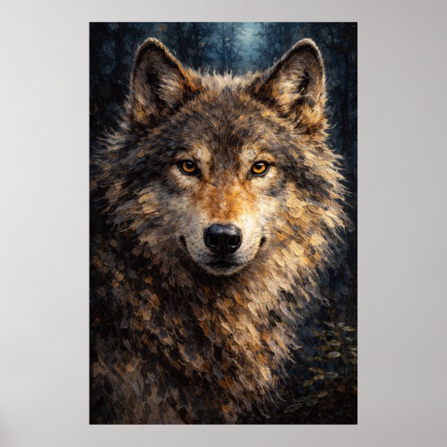 Silberholz | Wolf Wildlife Art | Poster (Vorne)