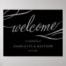 Silberkalligraphie | Black Welcome Wedding Poster