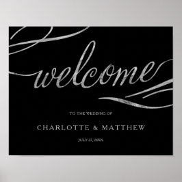 Silberkalligraphie | Black Welcome Wedding Poster
