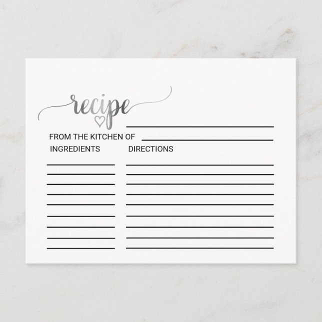 Silberkalligraphie Brautparty Rezeptionskarten Postkarte (Vorderseite)