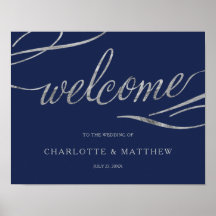 Silberkalligraphie | Navy Blue Wedding Poster