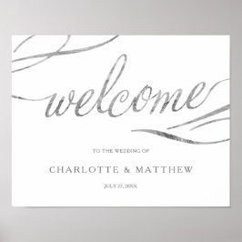 Silberkalligraphie | White Welcome Wedding Poster