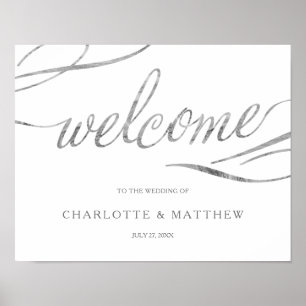Silberkalligraphie White Welcome Wedding Poster