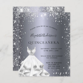 Silberkleid Quinceanera Glitzer Einladung