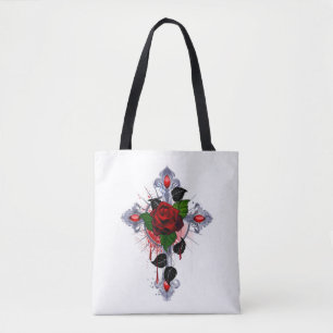 Silberkreuz mit Rote Rose
